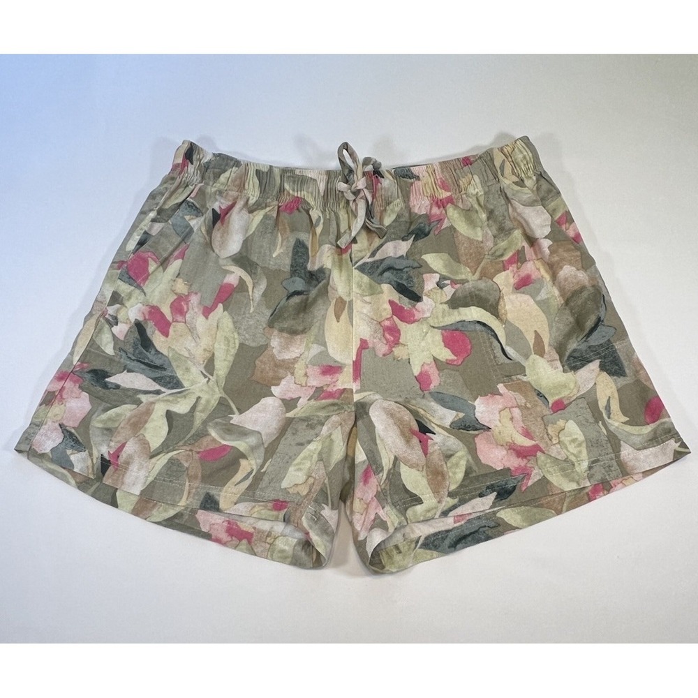 Women's Linen Blend Floral Shorts Size L Resort Beach Casual Jules And Leopoldo